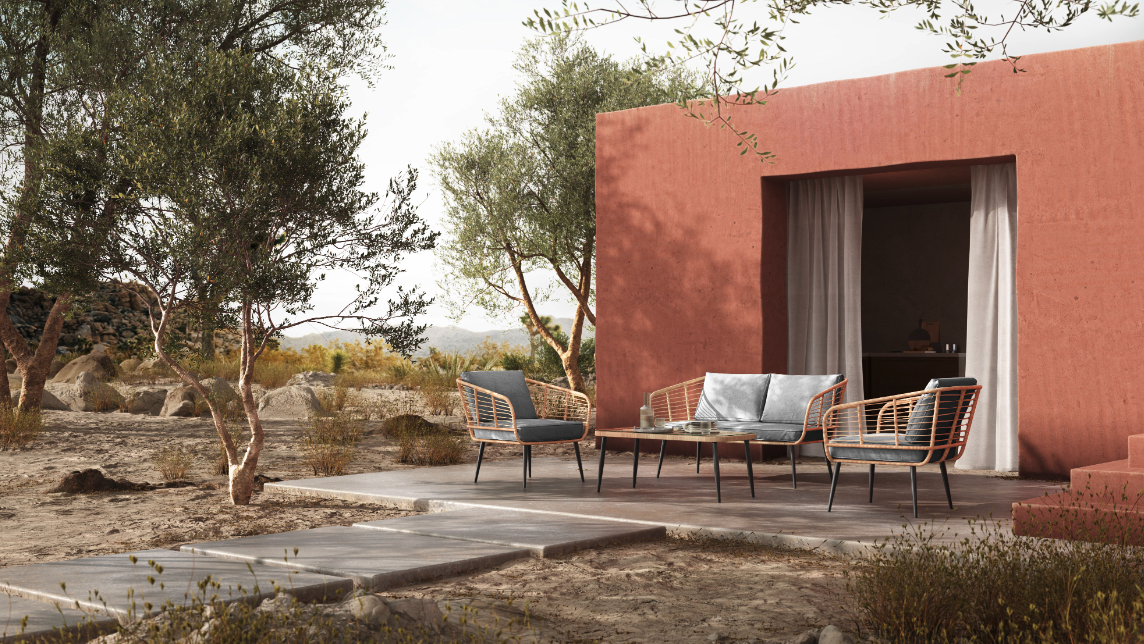 Gartensofa 'Sardinia' - Natur/Grau