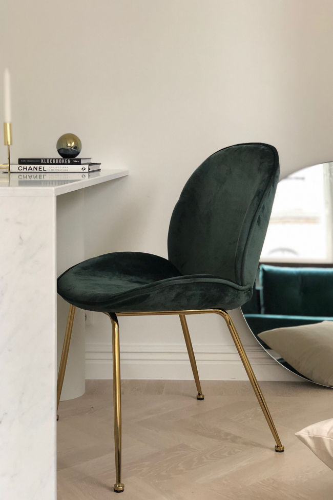 Stuhl 'Lux' - Grün/Messing