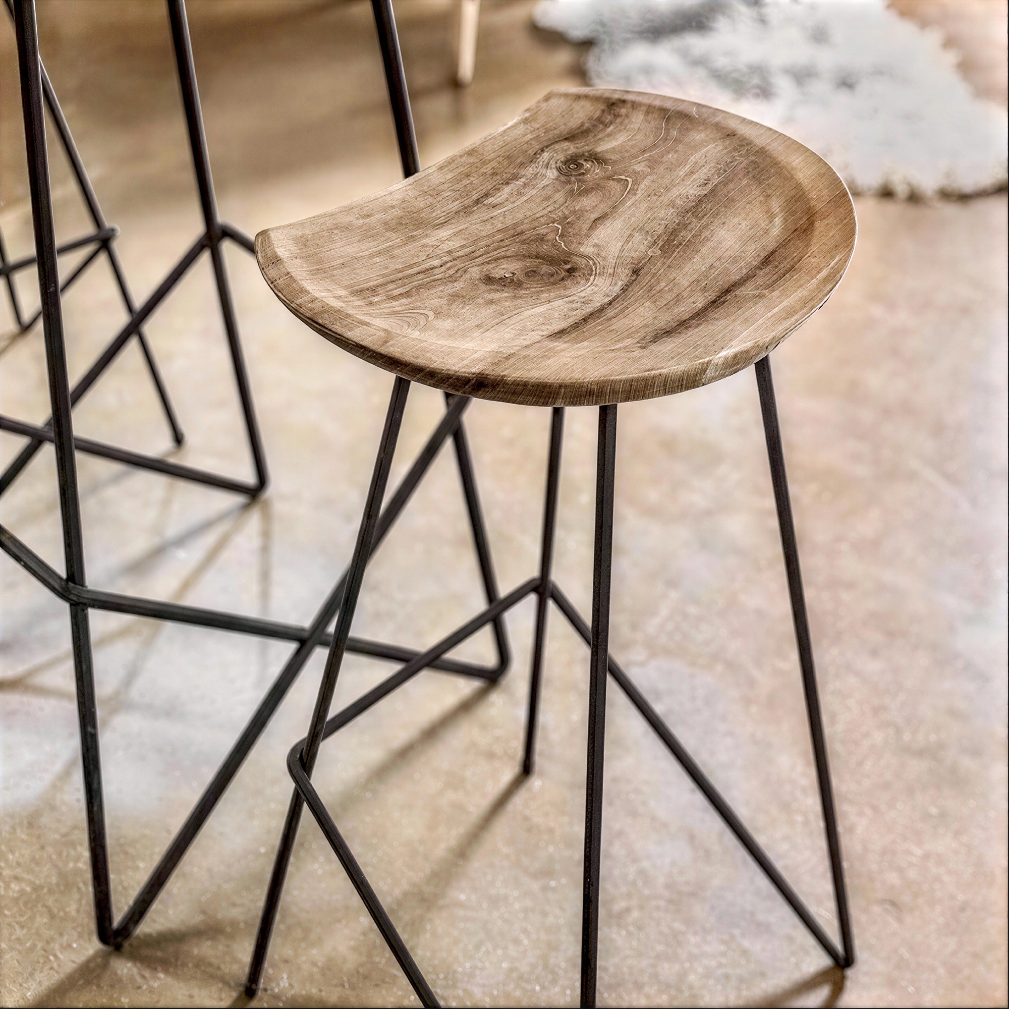 Hocker 'Teak' 77cm - Natur