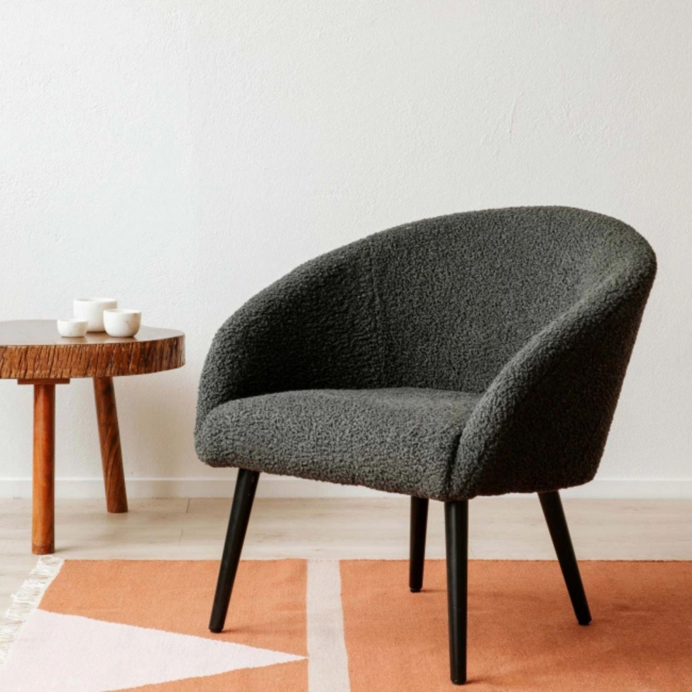 Stuhl 'Puffy' - Dunkelgrau/Teddy