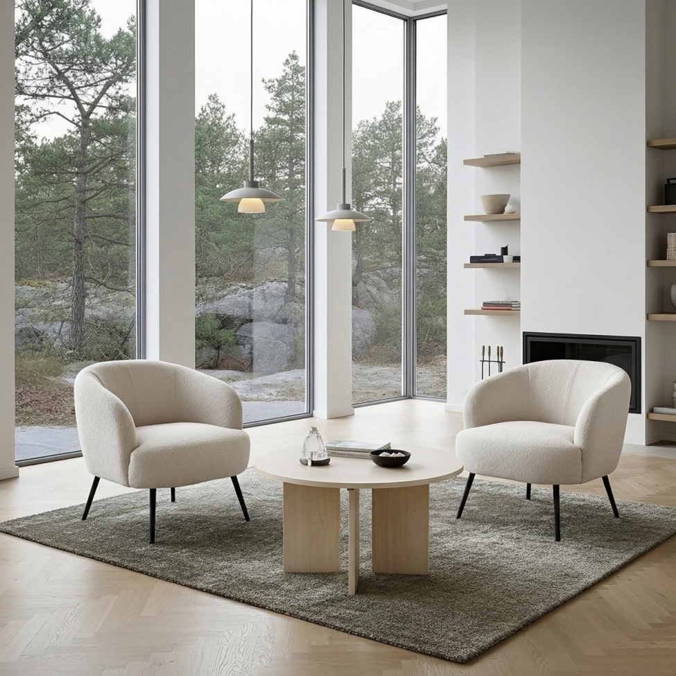 Sessel 'Capri' - Weiß/Bouclé