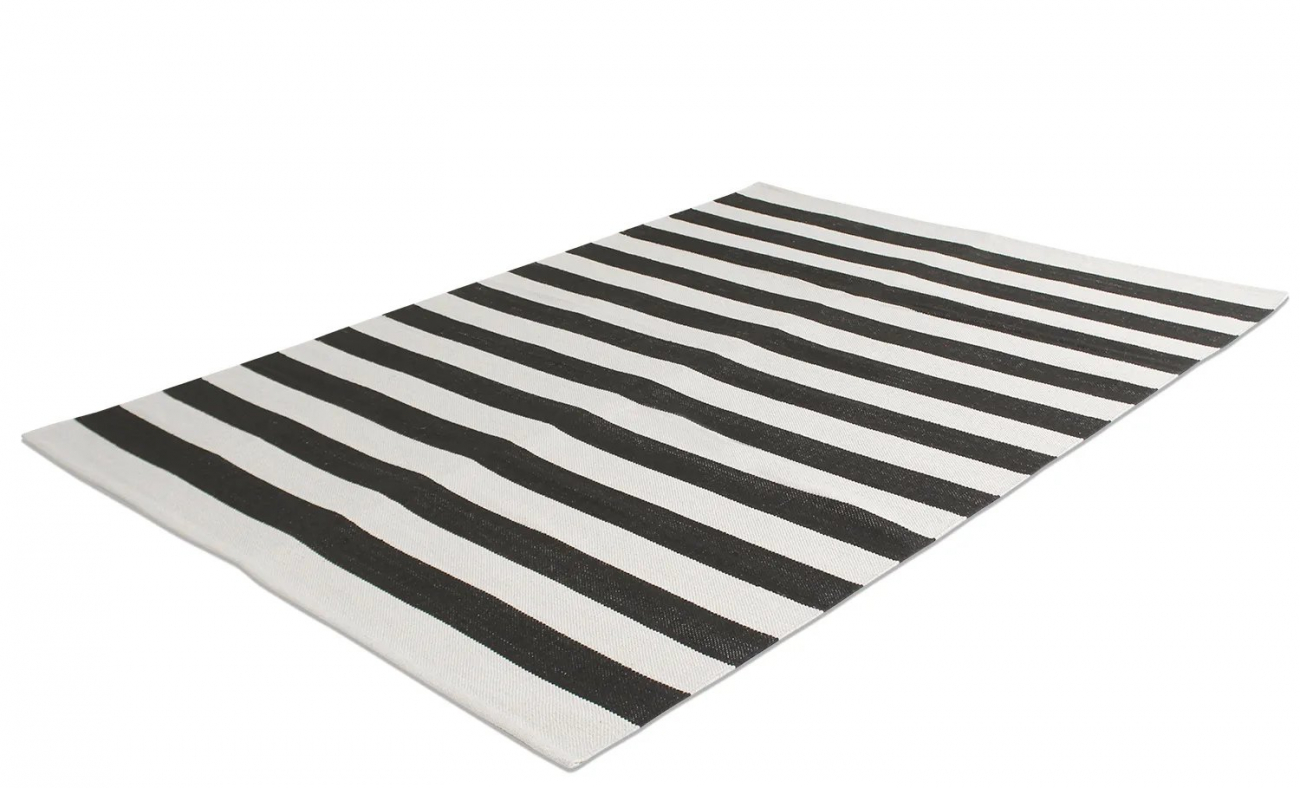 Baumwollteppich 'Nilo' 200x290cm - Weiß/Schwarz