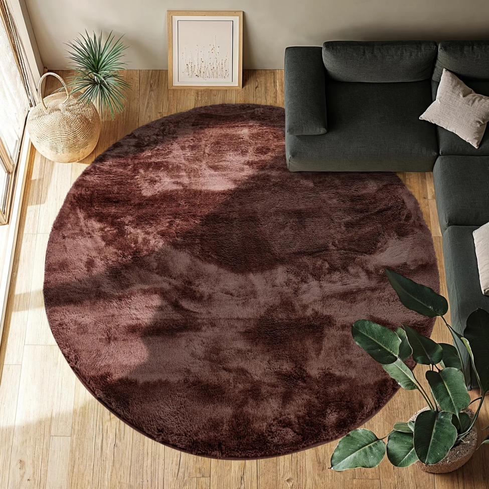Runder Teppich 'Aranga Super Soft' 80cm – Dunkelbraun
