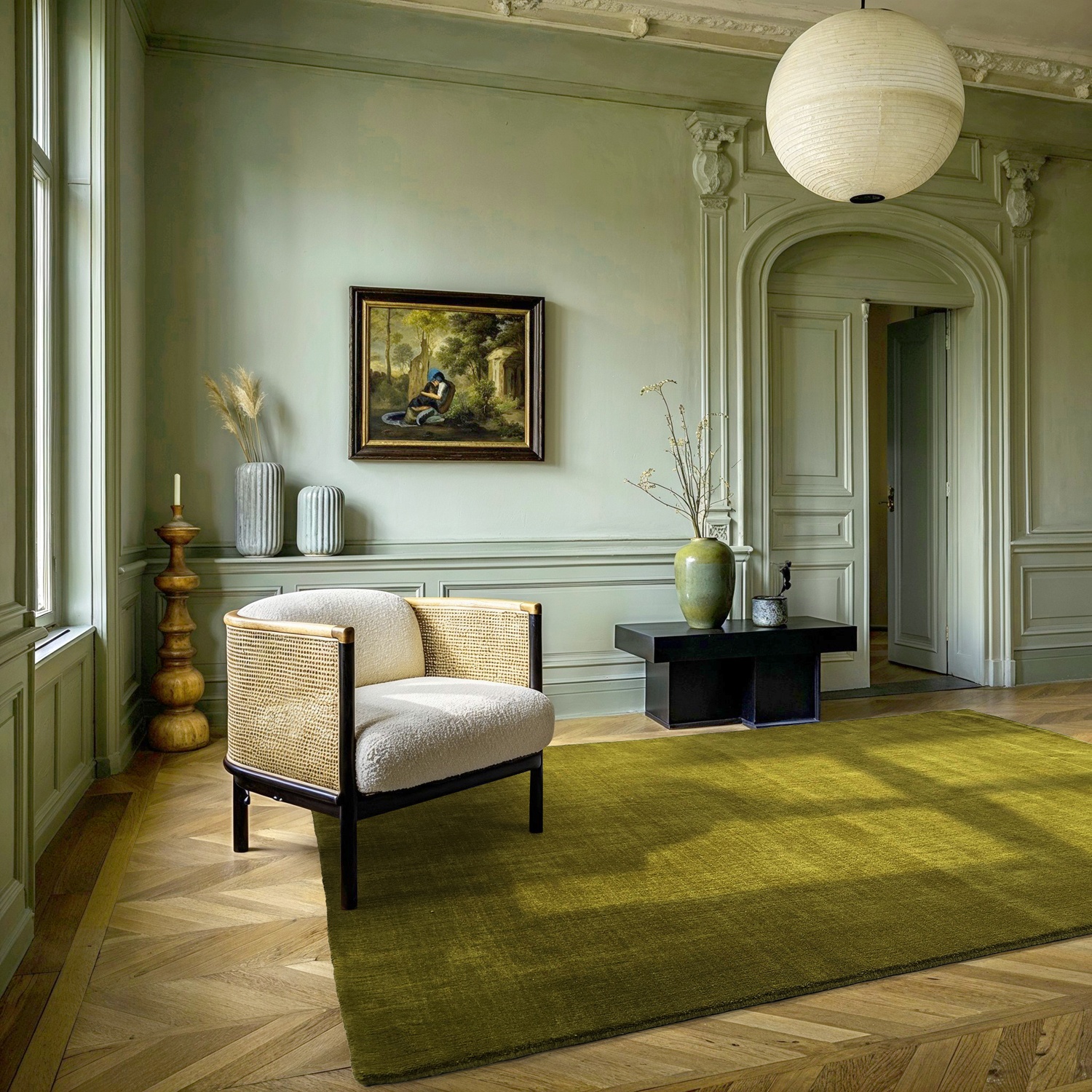 Wollteppich 'Rozen Handloom Wool Premium' - Grün