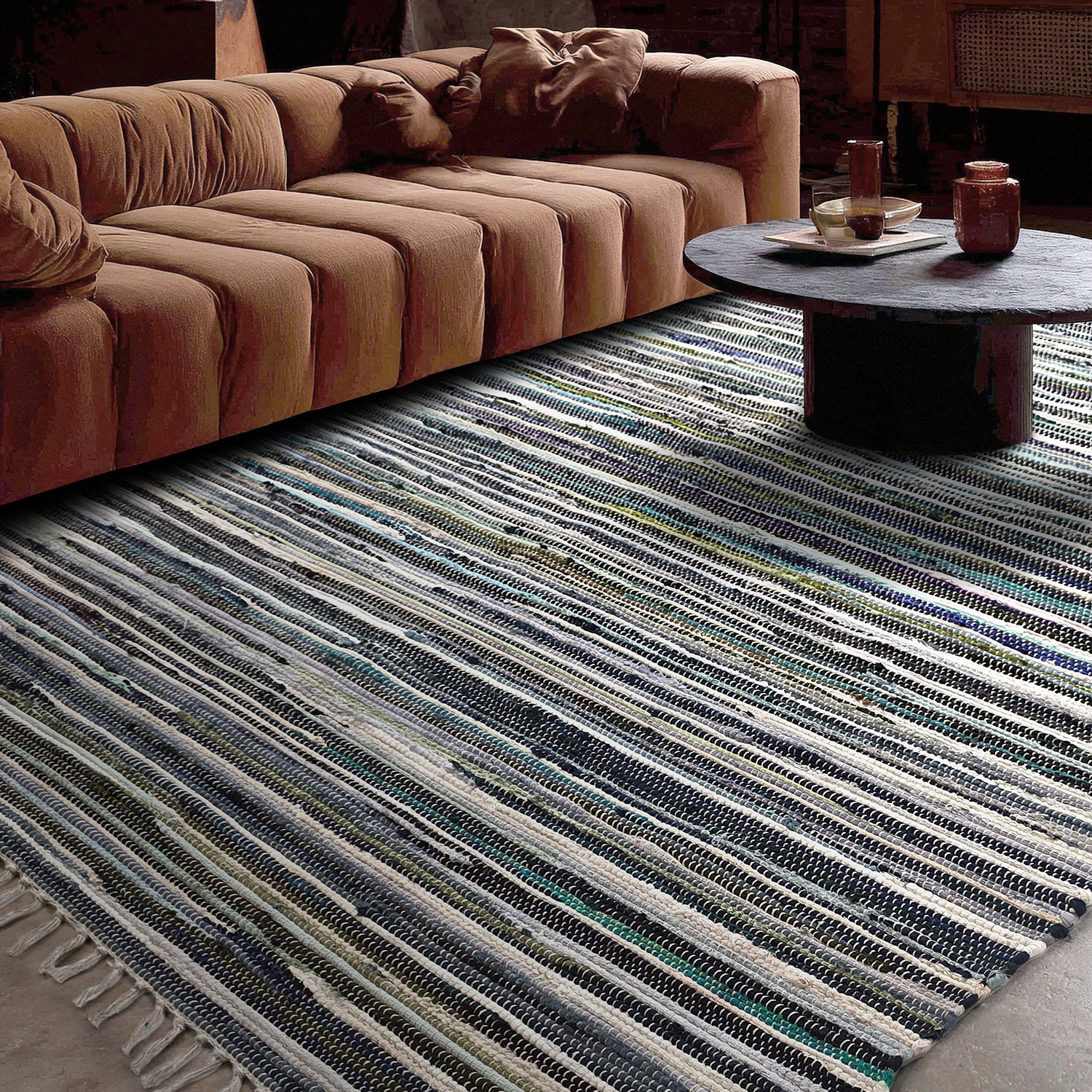 Flickenteppich 'Home' – Mehrfarbig/Blau