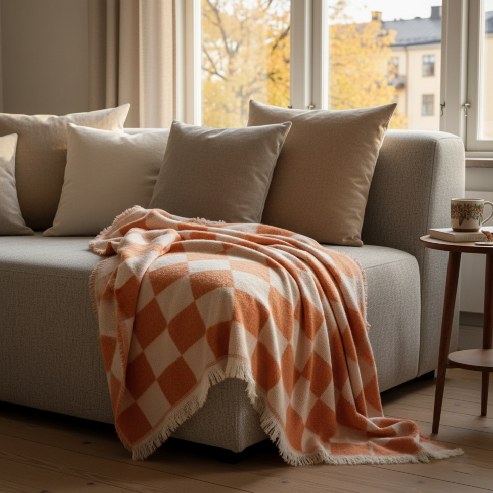 Karostoff 'Audrey Check' 130 x 170 cm – Rosa/Weiß