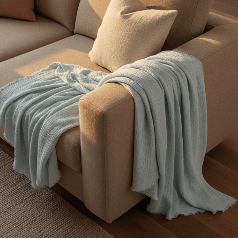 Musselindecke 'Dorena' 130 x 170 cm – Blau