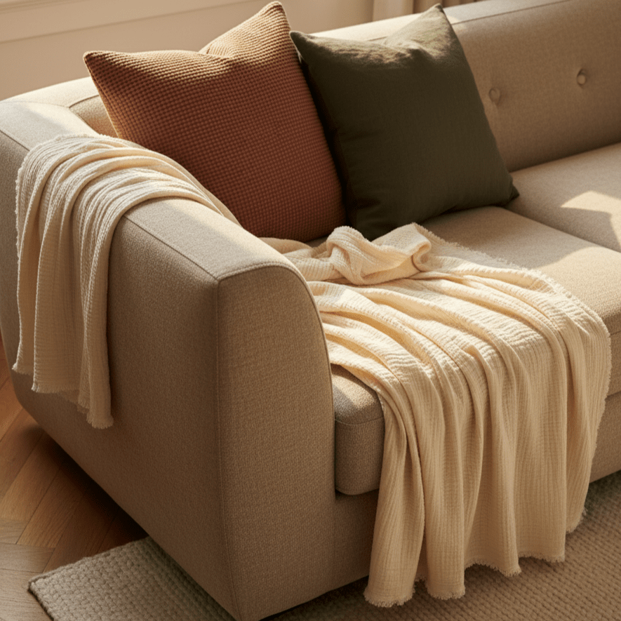 Musselindecke 'Dorena' 130 x 170 cm – Weiß