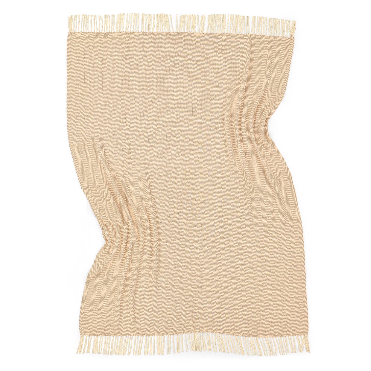 Baumwolldecke 'Denisa Fishbone' 130 x 170 cm – Beige/Weiß