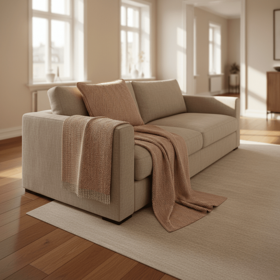 Kissenbezug 'Denisa Fishbone' 45 x 45 cm – Braun/Weiß