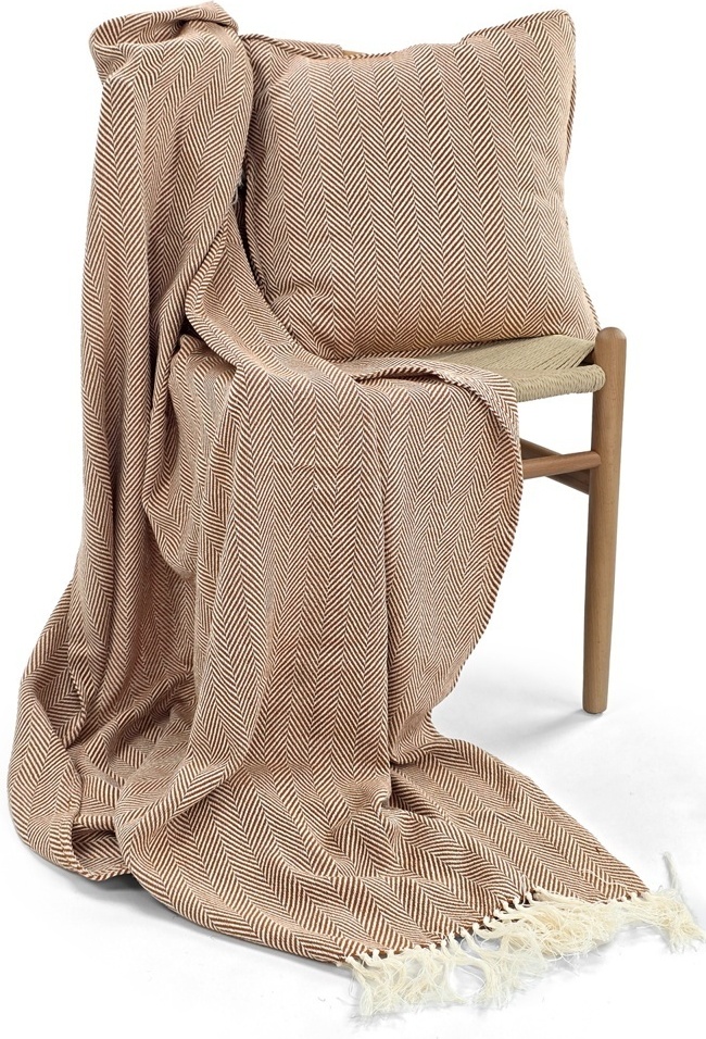 Kissenbezug 'Denisa Fishbone' 45 x 45 cm – Braun/Weiß