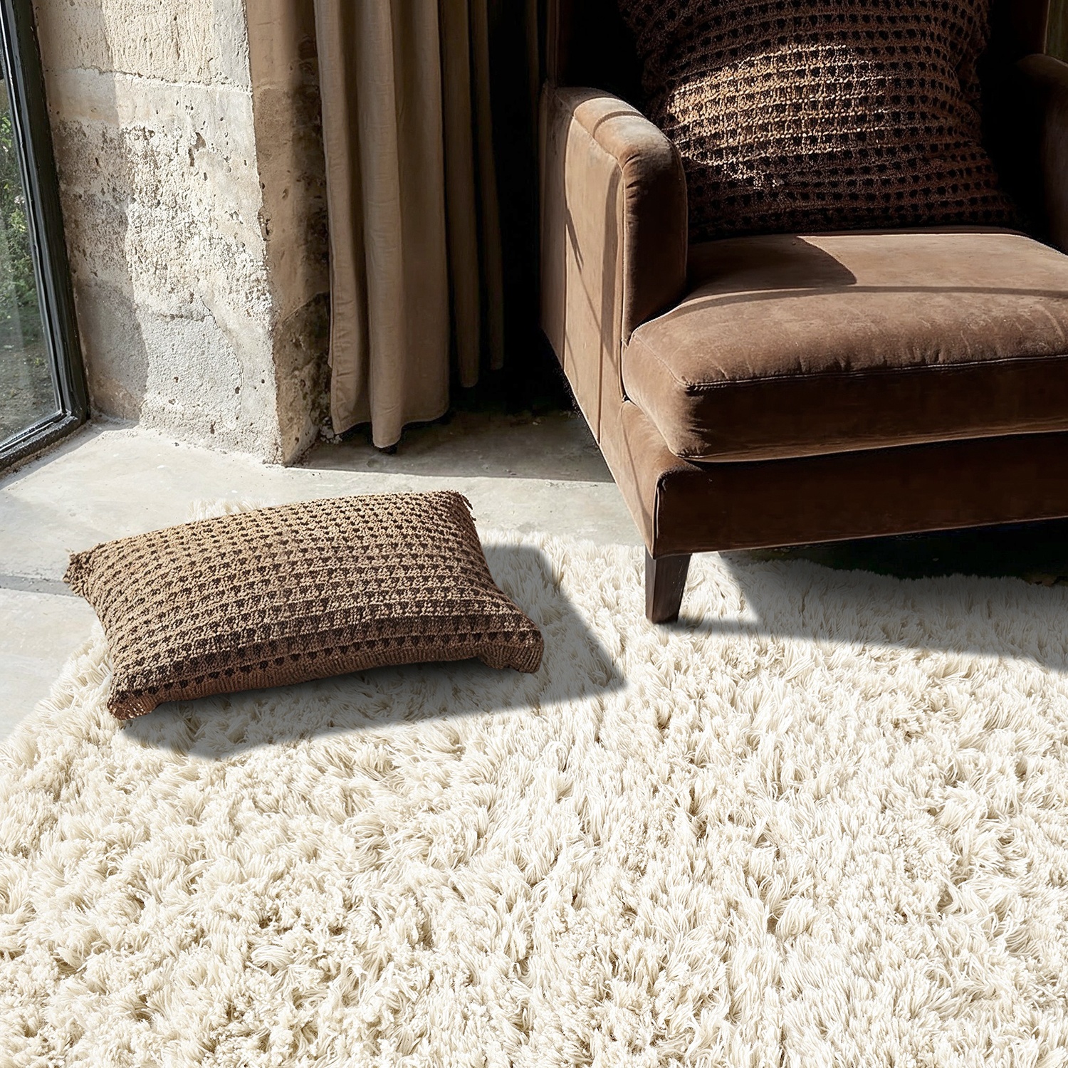 Rya-Teppich 'Fassale Handwoven Wool' – Weiß