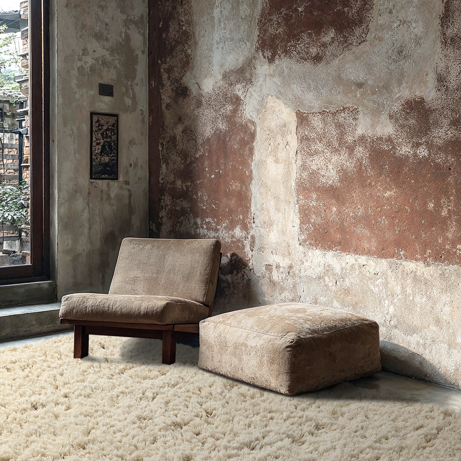 Rya Teppich 'Fassale handgewebte Wolle' - Beige