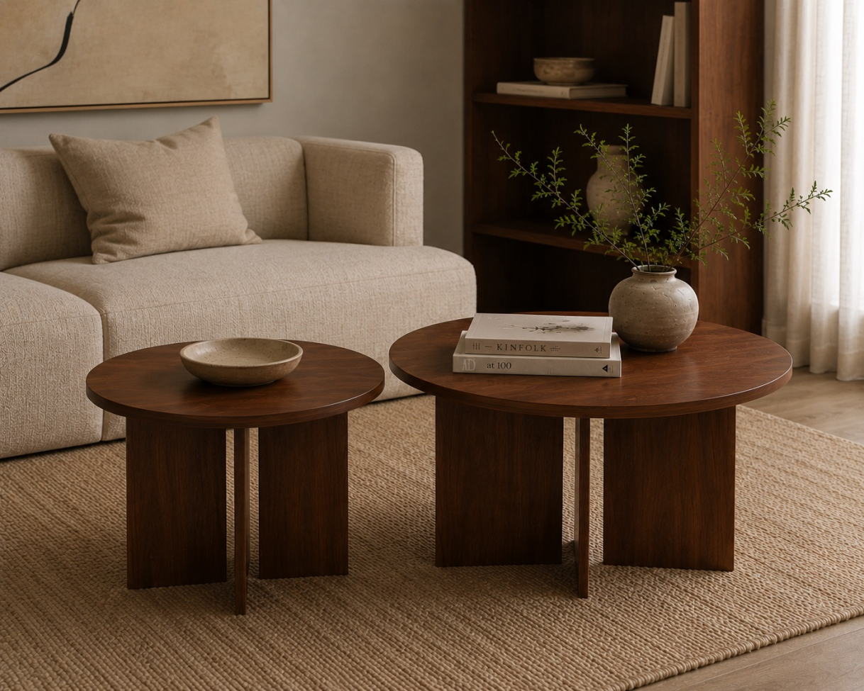 Couchtisch 'Créme' Rund 55 cm - Walnuss