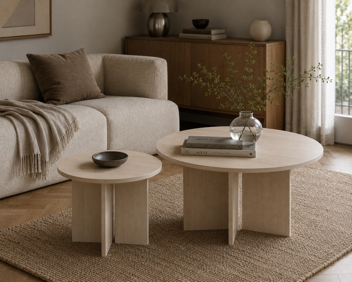 Couchtisch 'Créme' Rund 75cm - Weiß pigmentiert