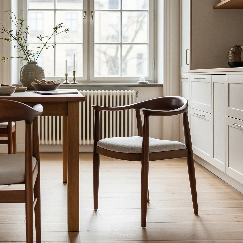 Stuhl 'Asche' - Nussbaum/Grau