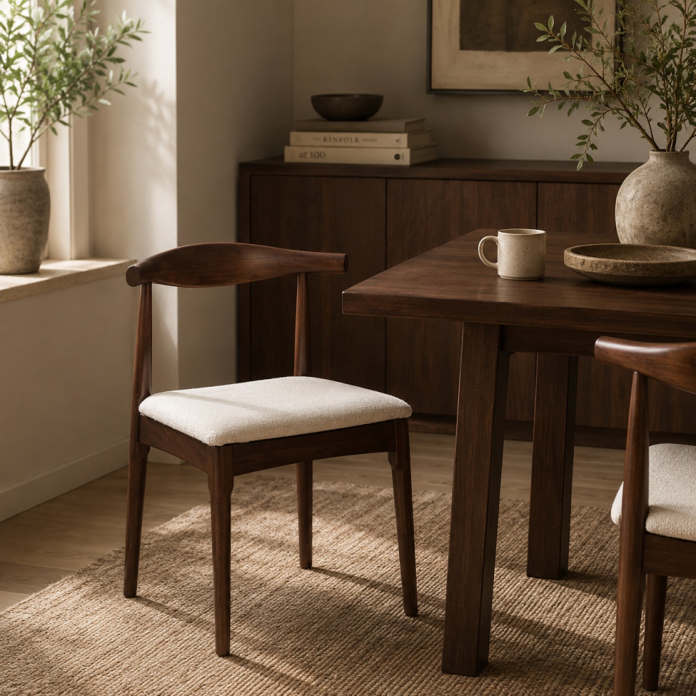 Stuhl 'Fager' - Nussbaum/Beige