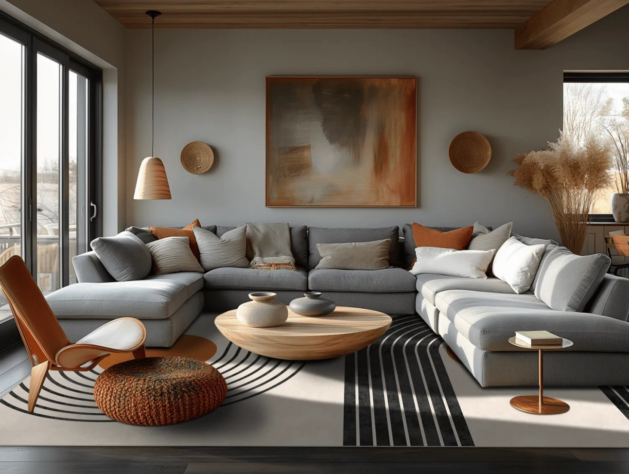 Wilton-Teppich 'Moudania' 80 x 150 cm – Beige/Schwarz/Orange