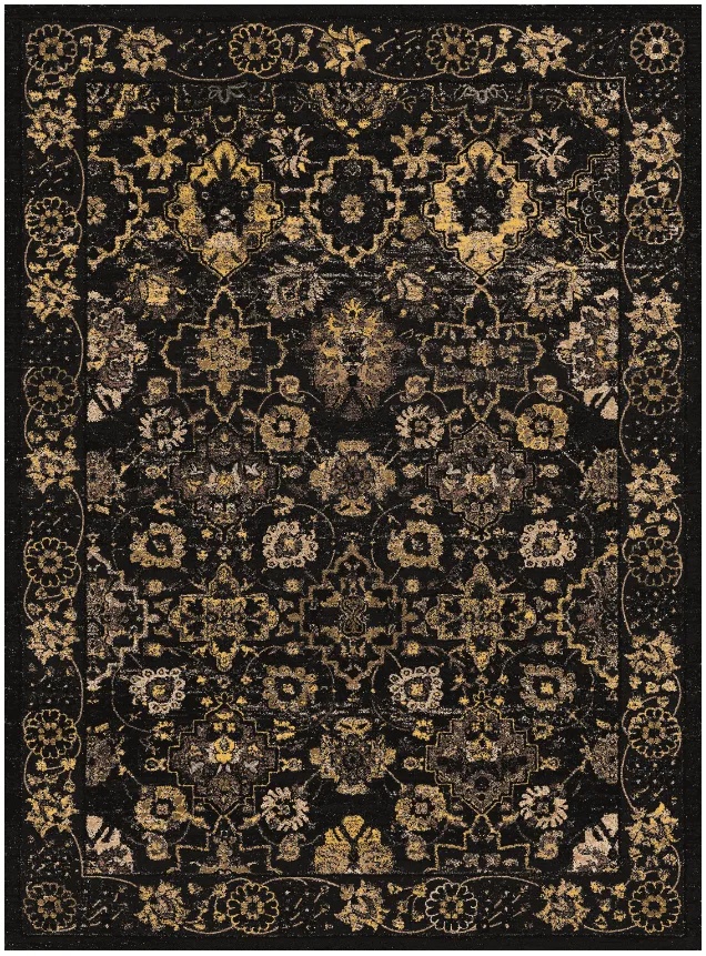 Wilton-Teppich 'Fernana' 80x150cm – Schwarz/Gold