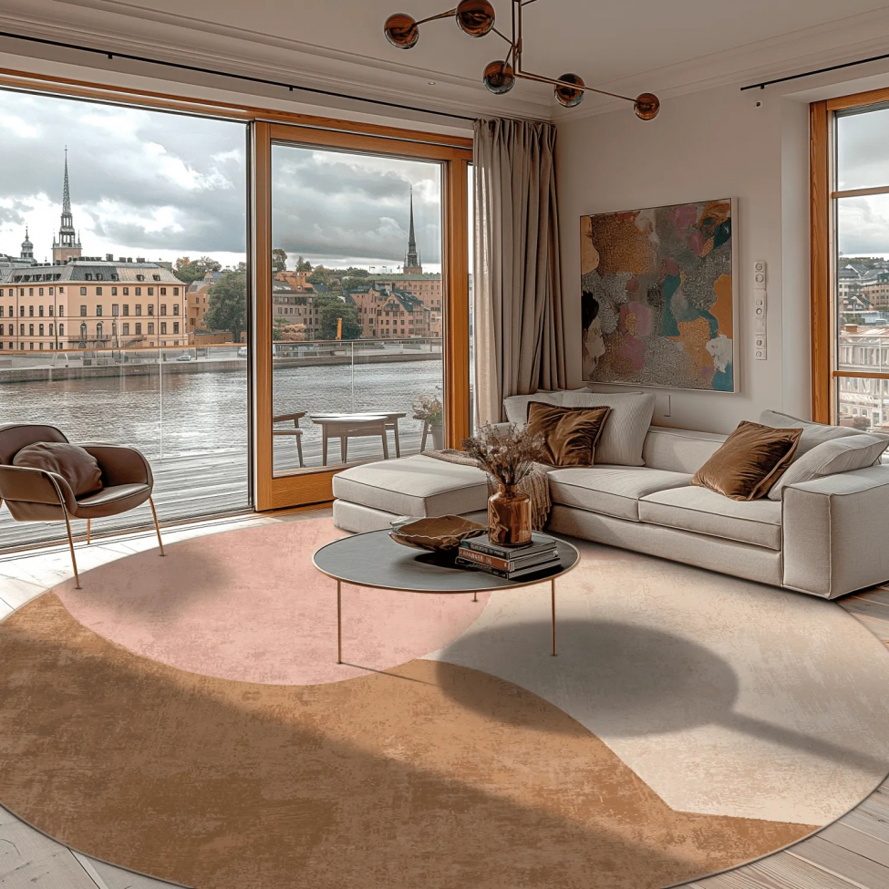 Runder Teppich 'Lazio' 200cm - Beige/Rosa