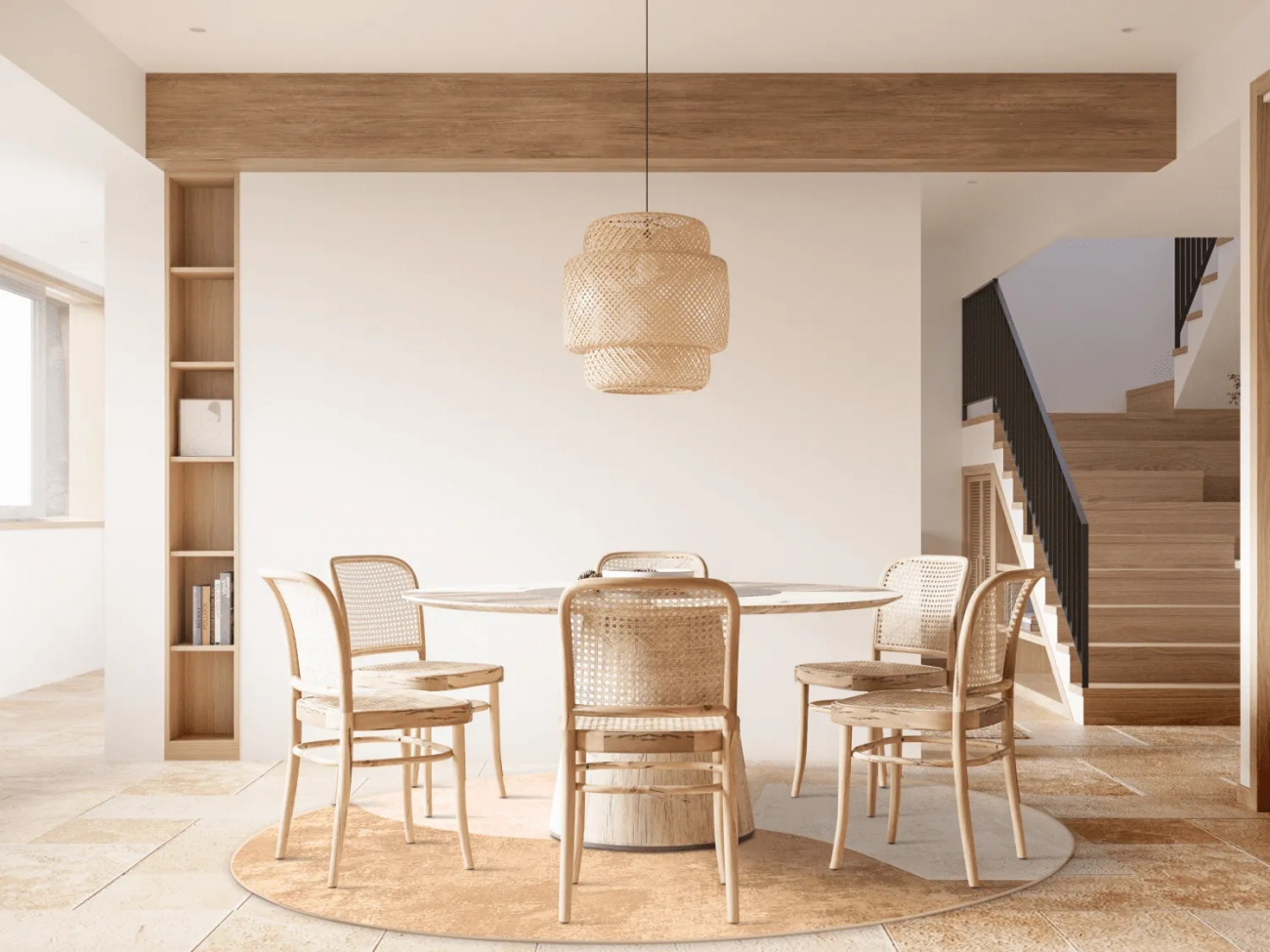 Runder Teppich 'Lazio' 290cm - Beige/Rosa