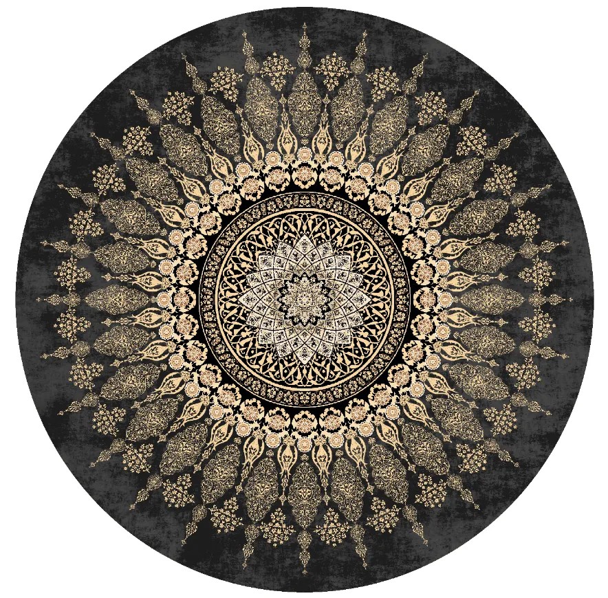 Runder Teppich 'Sandrigo' 200cm – Schwarz/Gold