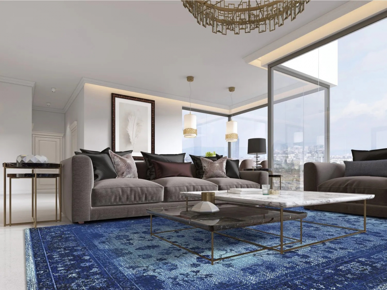 Wilton Matte 'Gombalia' 200x280cm - Blau