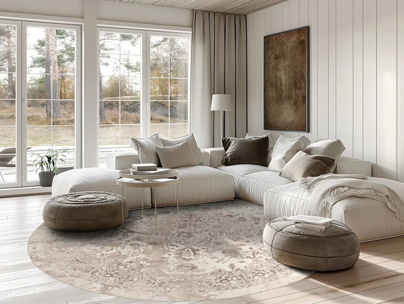 Runder Teppich 'Mateur' 280cm - Beige