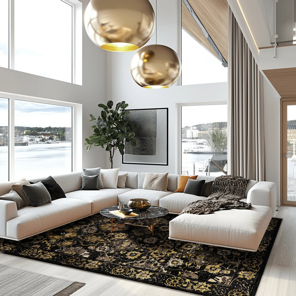 Wilton-Teppich 'Fernana' 240x340cm – Schwarz/Gold
