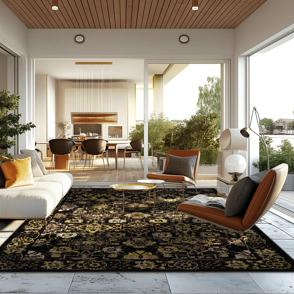 Wilton-Teppich 'Fernana' 240x340cm – Schwarz/Gold