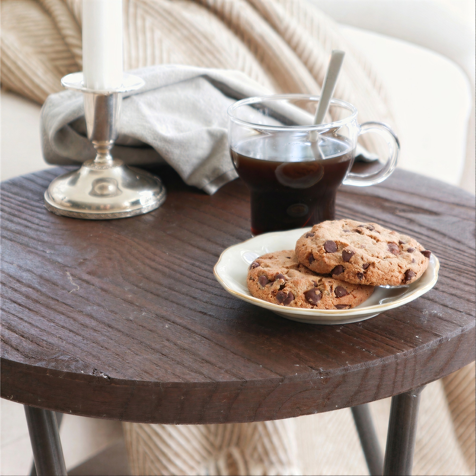 Hocker 'Rustik' 45cm - Holz/Stahl