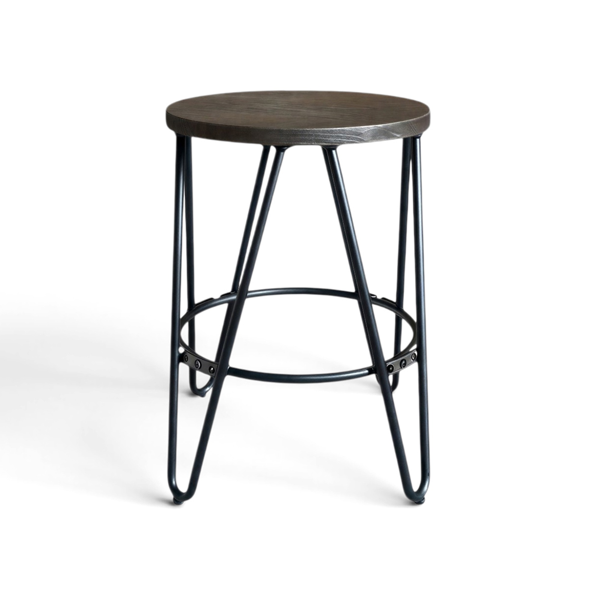 Hocker 'Rustik' 45cm - Holz/Stahl