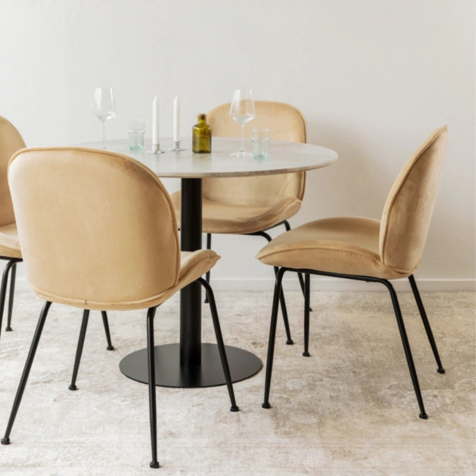 Essgruppe 'Marbelous Lux' - 1 Tisch Ø100 & 4 Stühle