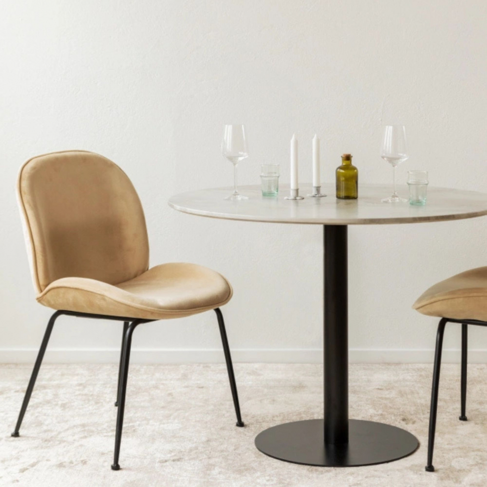 Essgruppe 'Marbelous Lux' - 1 Tisch Ø100 & 4 Stühle