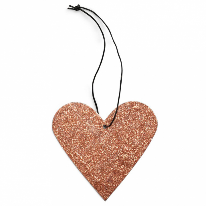 Weihnachtsbaumdekoration 'Glitter Heart Copper' - Kupfer