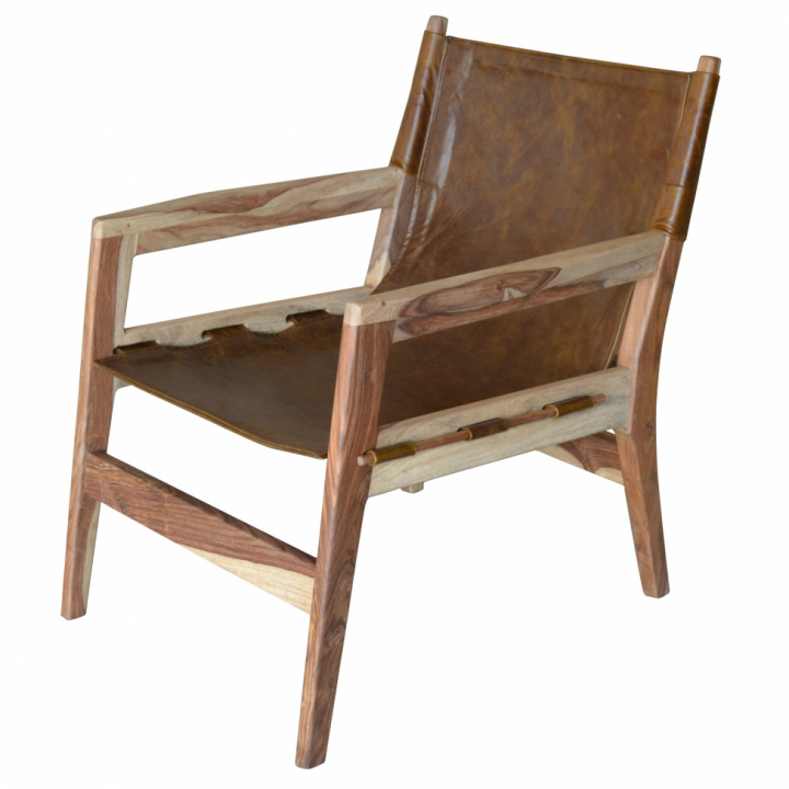 Liegestuhl - Leder / Holz