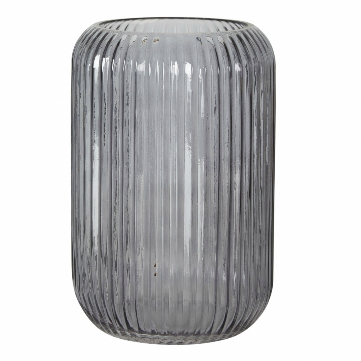 Vase 'Groove' - Grau / Glas