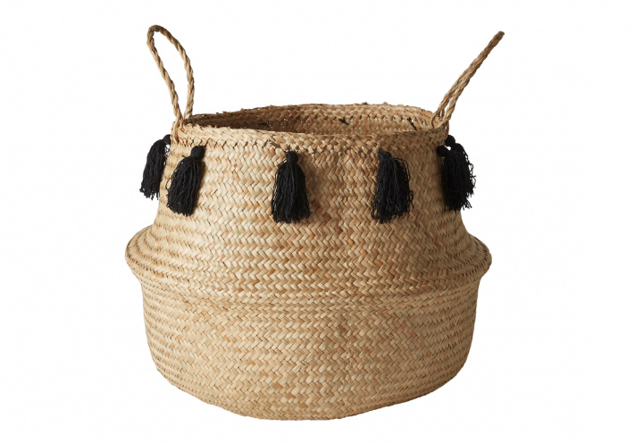 Korb \'Quasten\' groß - schwarz in der Gruppe Möbel / Regale & Aufbewahrung / Kisten & Kleinaufbewahrung bei Reforma (110462)