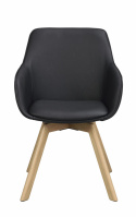 Sessel \'Alison\' Leder - Schwarz/Eiche