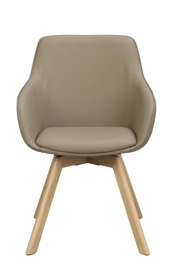 Sessel 'Alison' Leder - Beige/Eiche