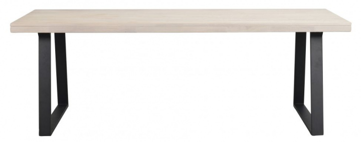 Esstisch 'Brooklyn' 220x95cm - Weiß pigmentiert/Schwarzes U-FuÔ¨Ç