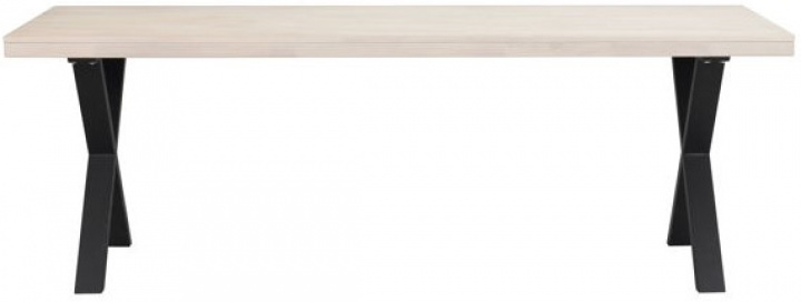 Esstisch 'Brooklyn' 220x95cm - Weiß pigmentiert/Schwarzes X-FuÔ¨Ç