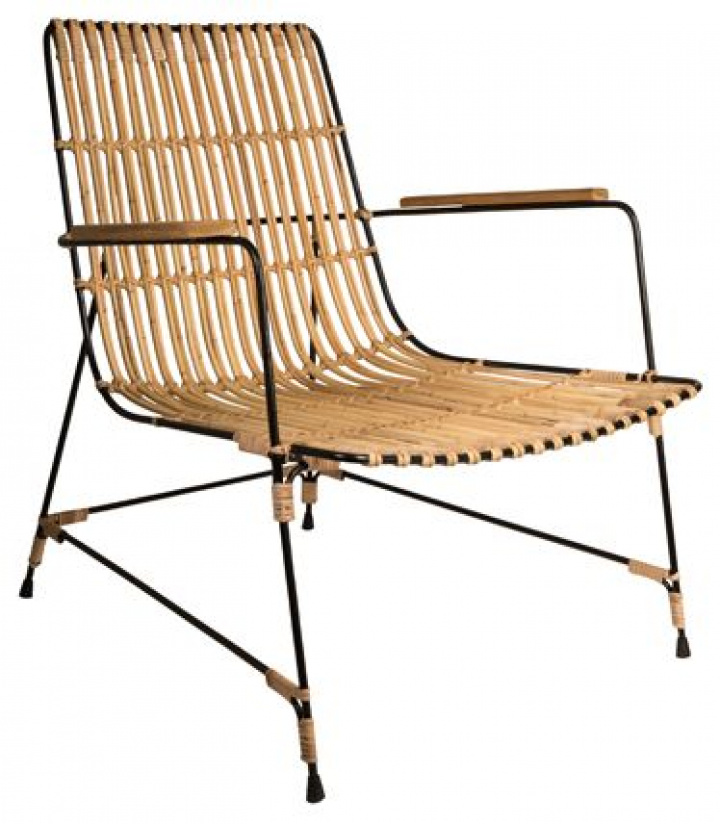 Stuhl - Natur und Schwarz / Rattan Teak und Eisen - Dutchbone