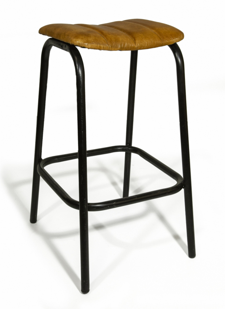 Vintage-Barhocker - Leder / Eisen in der Gruppe bei Reforma (132001)