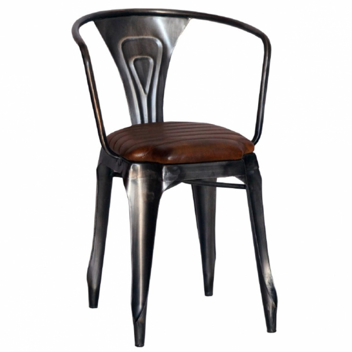 Metallstuhl - Brauner Sitz