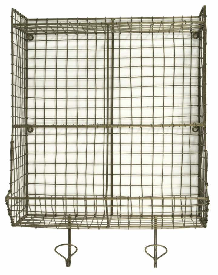 Wandregal mit Haken - Eisen / Messing