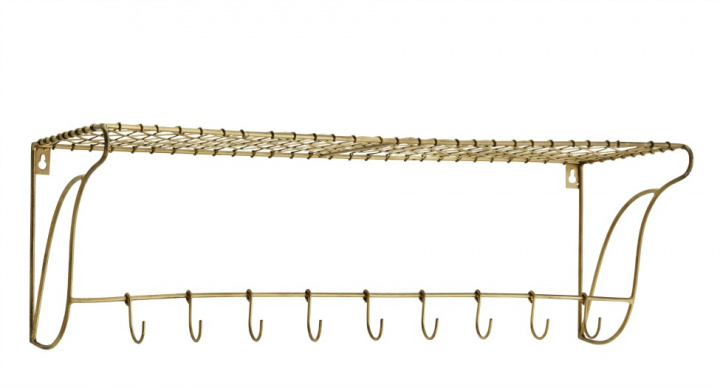 Hutablage mit Haken L - Messing