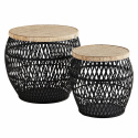 Couchtisch 2 Stück - Schwarz / Rattan
