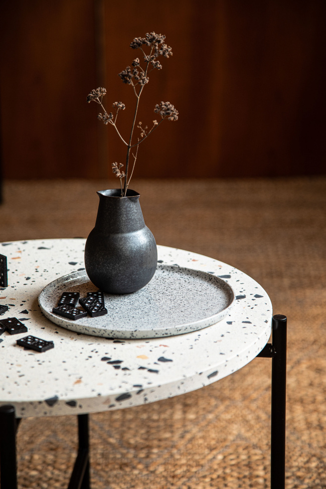 Beistelltisch 'Lastrico' - Weiß / Schwarz