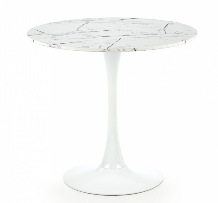 Esstisch 'Lorca' Rund 80cm - Marmor/Weiß
